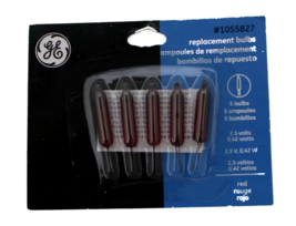 GE 2.5 V Replacement Light Bulbs, Red, Qty 5, Christmas Lights - £2.62 GBP