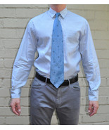 Valentino Blue Windowpane Flower Silk Neck Tie Italy - $41.09 CAD