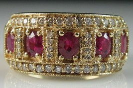 4.50Ct Oval Cut Simulated Ruby Cluster Ring 925 Silver Gold Plated - £90.04 GBP