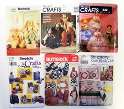 6 Sewing Patterns UNCUT Soft Toys, Apron, Comforter, Sham, Pillows, Book Covers - £15.96 GBP