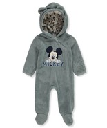 NWT Disney Baby Mickey Mouse Ears Gray One Piece Fleece Footie Size 6-9 ... - £37.75 GBP