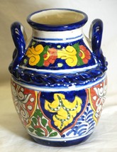 Talavera Mexico Art Pottery Pot Jug Hand Painted Liceagui Sin Plomo Signed - £38.82 GBP