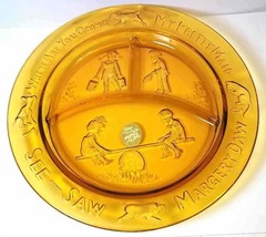 Tiara Exclusives amber divided dish See Saw Margery Daw original label 8.5&quot; - £8.00 GBP