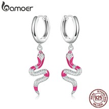 925 Sterling Silver Delicate Snake Ear Buckles for Women Snake Pendant Drop Earr - £22.38 GBP