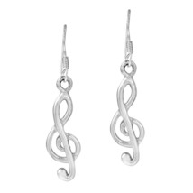 Sweet Melody .925 Sterling Silver Treble Clef Dangle Earrings - £15.81 GBP