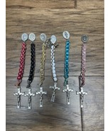 Vintage Pray For Us Inri Crucifix Hand Beaded Multicolor Beads Rosary KG TL - $33.95 CAD