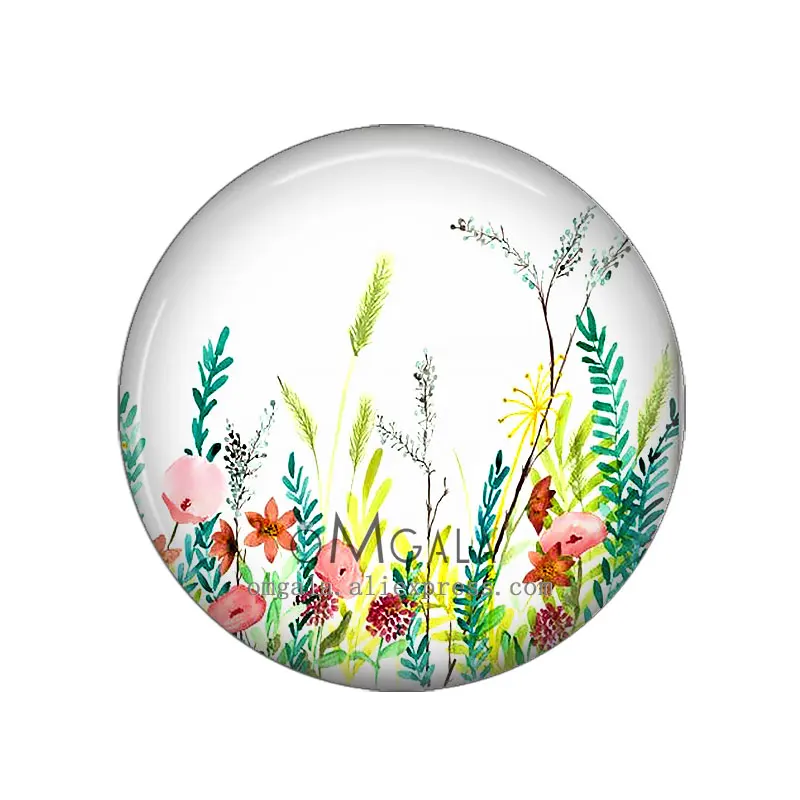 Watercolor Flower Paintings Plant Art Pattern 12mm/16mm/18mm/20mm/25mm Round pho - £91.06 GBP