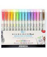 Zebra Mildliner Double Ended Brush Pen &amp; Marker 15/Pkg-Assorted Colors - $42.28