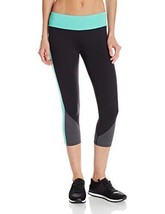 Calvin Klein Womens Colorblocked Cropped Leggings size Small, Black/Spearmint - £31.96 GBP