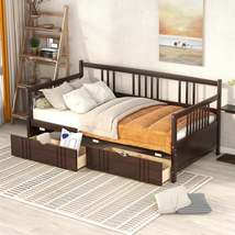 Twin Size Daybed Wood Bed with Two Drawers,Espresso(OLD SKU:LP000057AAP) - £267.57 GBP