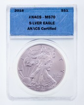 Aigle D&#39;Argent Américain 2016 Évalué Par ANACS Comme MS70 - $1,420.13 MXN