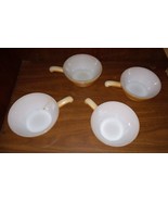 Fire King Peach Lustre 1 Handle French Casseroles Oven Ware Vtg 4/12ozs ... - $15.67