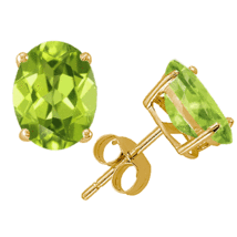 Oval Peridot Stud Earrings in 14k Yellow or White Gold - £175.62 GBP+