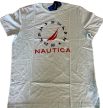 Nautica Men&#39;s Sustainably Crafted Flag Graphic T-Shirt in Blue Tint-Medium - £13.31 GBP