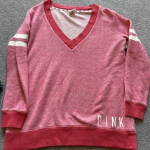 Victoria&#39;s Secret PINK V Neck Varsity Pink Sweater Women&#39;s Size Med - £12.66 GBP