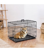30&quot; Metal Dog Crate Cage Double Doors Durable Pet Crate Black Dog Cage - £59.38 GBP