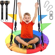 24 Inch Children Tree Swing, Outdoor Small Saucer Swing Platform Swing F... - £37.70 GBP