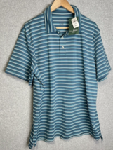 LL Bean Polo Short Sleeve Men&#39;s XL Blue Stripes NEW - £15.61 GBP