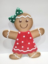 Christmas Gingerbread Girl Ornament Wreath Tabletop Metal Wall Sign Decor 13&quot;x10 - £27.68 GBP
