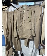 Vintage USMC Summer Service Officer&#39;s Coat, Belt and 2 Pants 1966 NAMED - £90.81 GBP