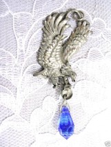 Hand Engraved Diving Bird / Eagle Dark Blue Crystal Pewter Pendant - £25.75 GBP