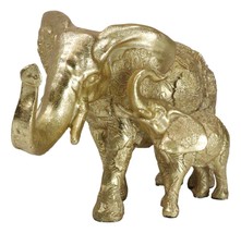 Royal Gold Mandala Ornate Design Elephant and Calf with Trunks Up Figurine - £19.32 GBP