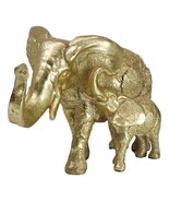 Royal Gold Mandala Ornate Design Elephant and Calf with Trunks Up Figurine - $34.16 CAD