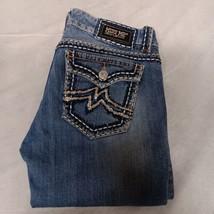 Miss Me Irene Bootcut Blue Jeans 31x36 Medium Washed Distressed Denim - $38.95