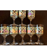 Retro MCM Dessert or Parfait Glasses Fruit Motif (8) 6-3/4&quot;  Vintage 198... - $39.00