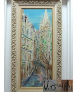 Original Oil Painting Signed Ursula 36"x 18.5" c1955 on pressboard Impre... - $202.49