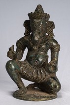 Ganesha Estatua - Antigüedad Thai Estilo Bronce Rodillas Ganesh 18cm/17.8cm - $254.72