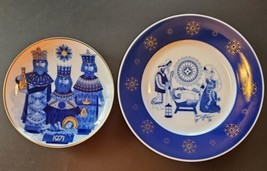 2 Vintage Porcelain Wall Plates Santa Clara 3 Wisemen Porsgrunds A Child is Born - £55.21 GBP