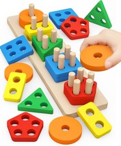 Pebira Montessori Toys For 1 To 3-Year-Old Boys Girls Toddlers, Wooden Sorting &amp; - $29.93