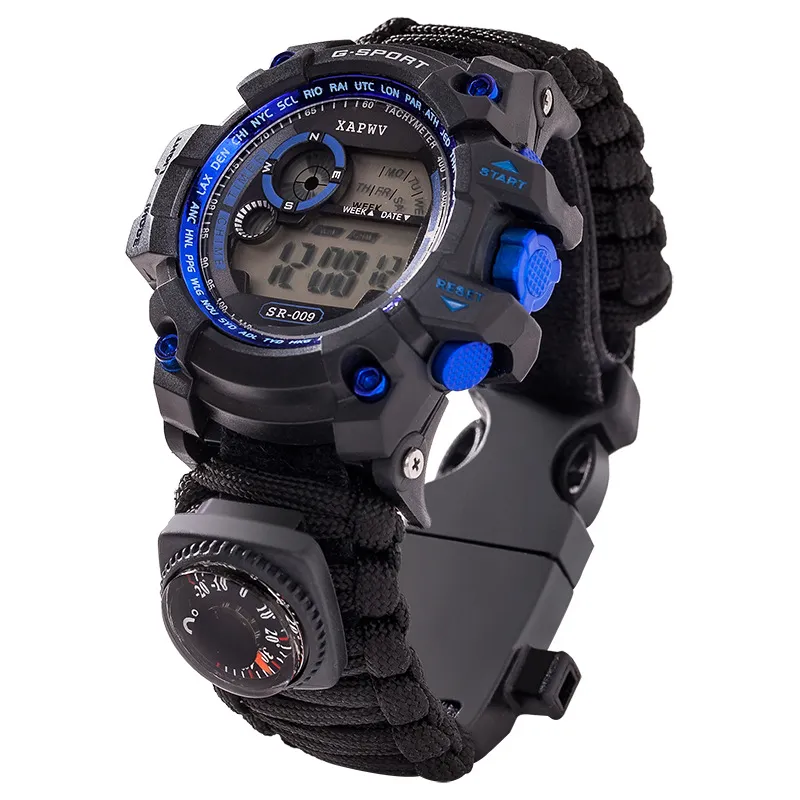 Outdoor Survive Watch Emergency with Night Vision 50M Waterproof Paracord Knife - £11.62 GBP+