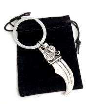 Bear Claw Bag Charm Keyring Norse Pagan God Odin Thor Lucky Icon &amp; velve... - £10.48 GBP