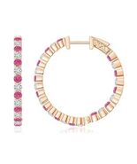 ANGARA 0.95 Ct Pink Sapphire &amp; Diamond Inside Out Hoop Earrings in 14K Gold - $3,986.49