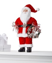 Holiday Lane Standing Santa Holding Cookies Wreath and Candy Cane C210452 - £28.11 GBP