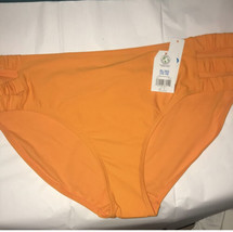 Time &amp; Tru Bright Orange Mid Waist Strappy  Swimsuit Bikini Bottoms Sz  ... - £5.68 GBP