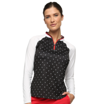 NWT Ladies BELYN KEY Black Bandana Print Sabrina Long Sleeve Golf Shirt ... - £35.39 GBP