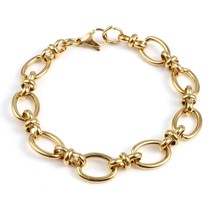 Punk Stainless Steel Oval Bracelets Trendy Chains Bracelet For Men Women Jewelry - £11.89 GBP