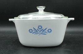 Vintage Corning (P-1 3/4-B) 1 3/4 Qt. Casserole Dish Blue Cornflower &amp; L... - $24.74