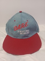 Vintage 1990&#39;s Denim D. A. R. E. Program Hat Red &amp; White Embroidered Adj... - $49.99