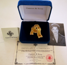 CAMROSE &amp; KROSS JBK Yellow Ribbon Brooch w/Box w/Certificate Jacqueline Kennedy - £44.47 GBP