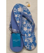 West Loop Flip Flop Blue White Stars Size Large 4/5 Thong Sandal Kids - $4.99