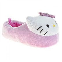 Hello Kitty 3D Face Purple Bow Plush Adult&#39;s Slippers Pink - £24.15 GBP