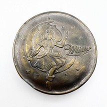 Vintage 1974 Miller The Lady in the Moon Belt Buckle Girl James Lind Round Metal - £40.05 GBP