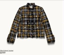 Erdem X H&amp;M Tweed Black &amp; Yellow Wool Blend Jacket Sz 2 Sold Out - £225.06 GBP