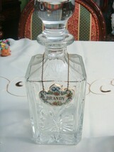 1960s Brandy Glass  Bottle decanter engraved leaves, ceramic sign [GL-5] - $1,205.96 MXN