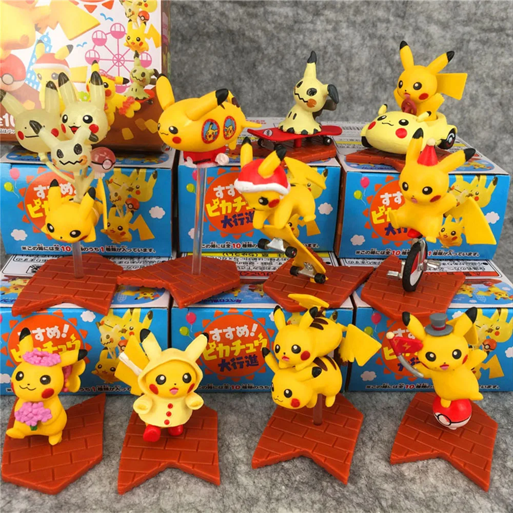 Pokemon Action Figures Japanese Kawaii Cartoon Model Pikachu 10pcs Suite - £30.20 GBP