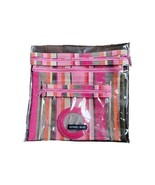 Victorias Secret Makeup Pouches Cosmetics 3 Set  Stripe Cotton PVC Mirro... - $34.89 CAD